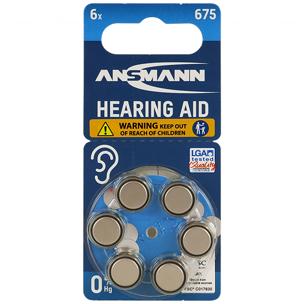 A675 Size 1.4V 630mAh Hearing Aid Battery 5013253
