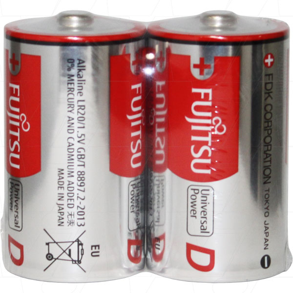 Universal Power 1.5V D Alkaline Shrink of 2